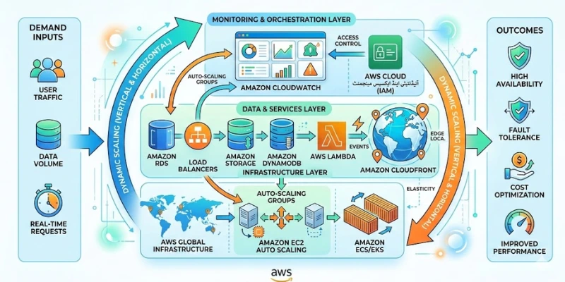 How does AWS support scalable cloud applications?